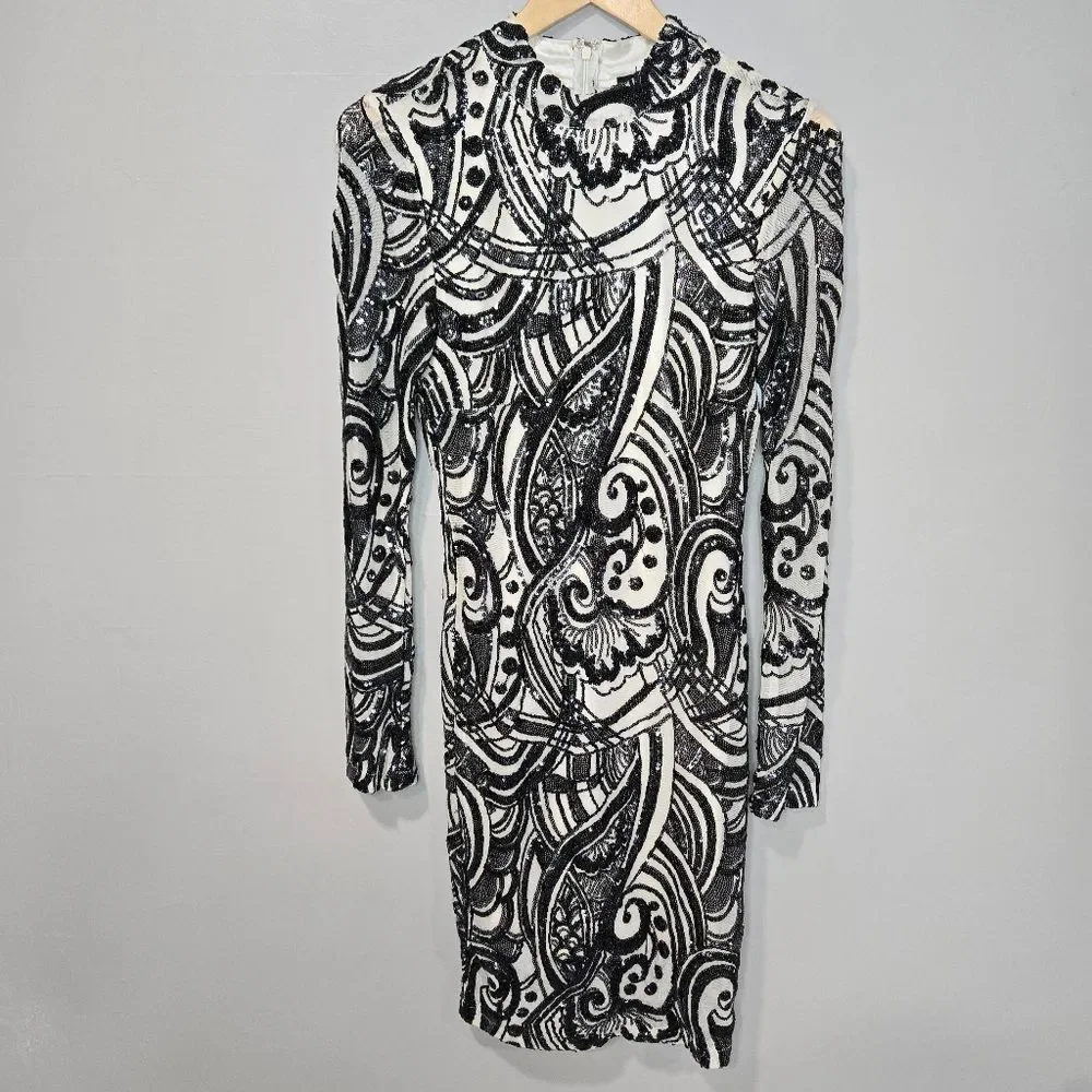 Akira Cream & Black Sequin Dress NWT